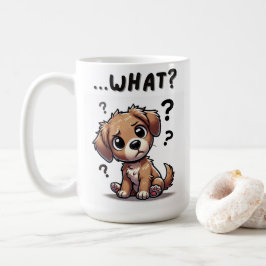「。..何だって？」 愛らしい混乱した漫画の子犬 コーヒーマグカップ