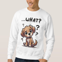 「。..何だって？」 愛らしい混乱した漫画の子犬