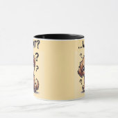 「。..何だって？」 愛らしい混乱した漫画の子犬 マグカップ (中央)