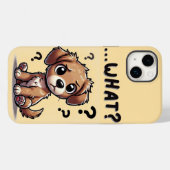 「。..何だって?」 愛らしい混乱した漫画の子犬 Case-Mate iPhoneケース (裏面 (横))