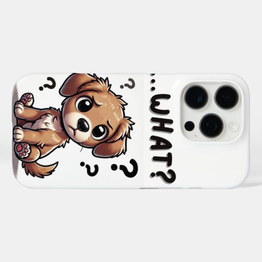 「。..何だって？」 愛らしい混乱した漫画の子犬 Case-Mate iPhoneケース (裏面 (横))