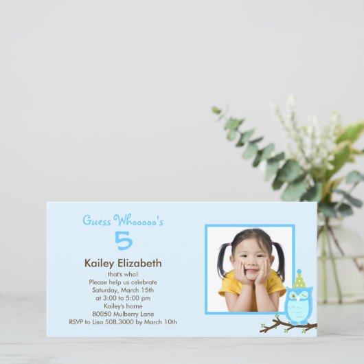 何だと思う?フォトバースデーパーティーの招待 – 青 (スタンド正面)