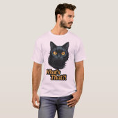 何だ?!オレンジ色の目をした驚いた黒猫 Tシャツ (正面フル)