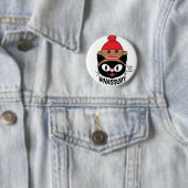 何だ?マンガ猫(ソックモンキーハット付ユーモアのある) 缶バッジ (インサイチュ)