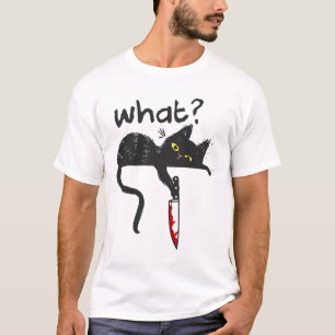 何だ？殺人猫血ナイフ猫好き Tシャツ