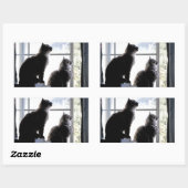 何だ?猫好き猫ちゃん写真 長方形シール (シート)