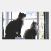 何だ？猫好き猫ちゃん写真 長方形シール (正面)