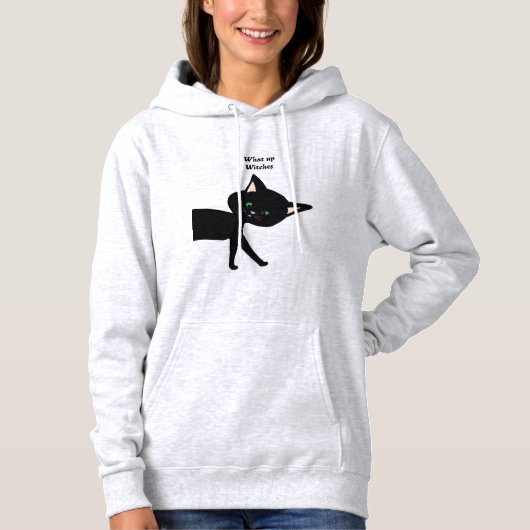 何て魔女だ！緑おもしろい目黒猫 パーカ (正面)