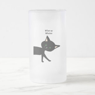 何て魔女だ!緑おもしろい目黒猫 フロストグラスビールジョッキ