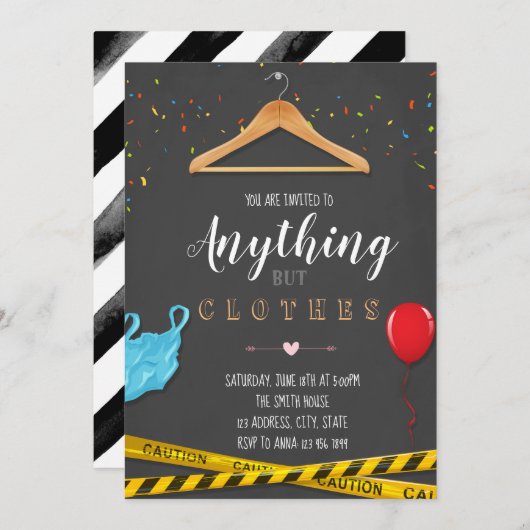 何でもしかし衣服のパーティの招待状 招待状 (正面/裏面)
