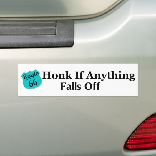 何でも下ったら警笛を鳴らして下さい バンパーステッカー (車上)