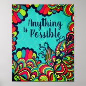 何でも可能なカラフル感動的引用文 ポスター (正面)