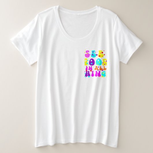 何でも良いものを見る プラスサイズTシャツ (デザイン正面)