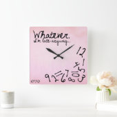 何でも、私はとにかく遅れている – Pastel Pink スクエア壁時計 (ホーム)