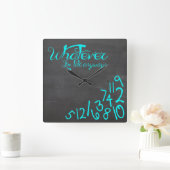 何でも、私は遅れているAnyways - mint blue スクエア壁時計 (ホーム)