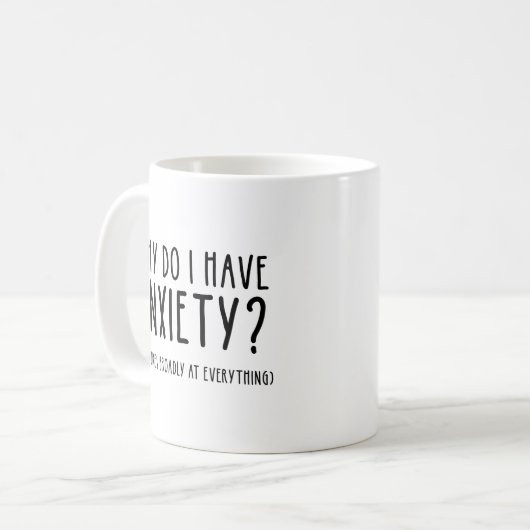 何で不安が出るんだ?すべてのもののジェスチャー コーヒーマグカップ (正面左)