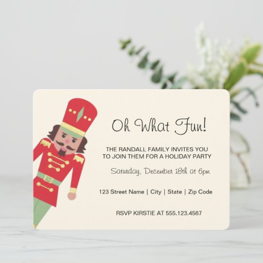 「何というおもしろい」の兵士玩具|クリスマスパーティー 招待状 (スタンド正面)