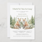 何というキツネだツインズベビーシャワー招待状 招待状 (正面)