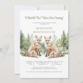 何というキツネだツインズベビーシャワー招待状 招待状
