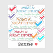 「何という素晴らし努力だ！」 +教育者カスタム名 シール (シート)