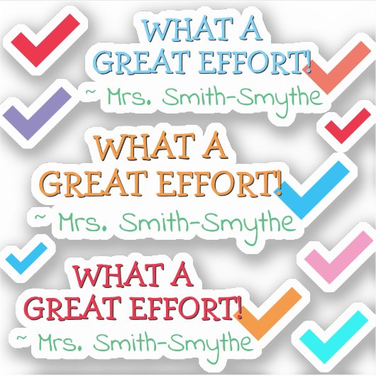 「何という素晴らし努力だ！」 +教育者カスタム名 シール (正面)