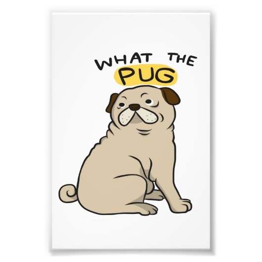 何というpugかわいい太ったパグ フォトプリント            (正面)