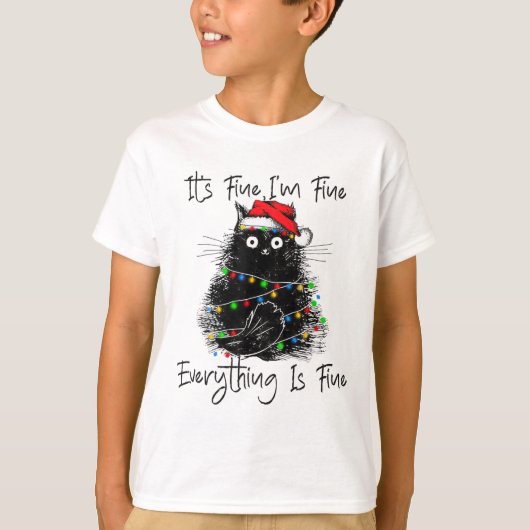 何とかなるって！クリスマス・ブラック Tシャツ (正面)