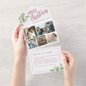 何と1年の写真植物性の葉クリスマスカード オールインワン招待状 (貼ってはがせる)