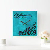 何にせよ遅いぞ – アクアブルー スクエア壁時計 (ホーム)