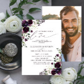 何にもこだわらず、ただ愛を感じるプラムパープルのカジュアルフォト 招待状