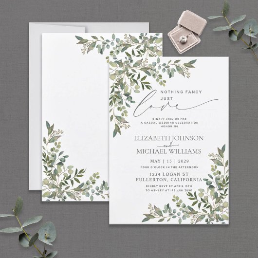 何にも飾らない、ただ愛を　ユーカリの気軽なウェディング 招待状