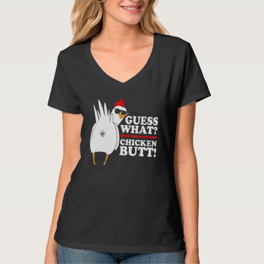 何のチキンお尻!おもしろい Tシャツ (正面)
