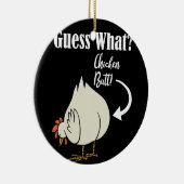 何のチキンお尻!ホワイトデザイン セラミックオーナメント (右)