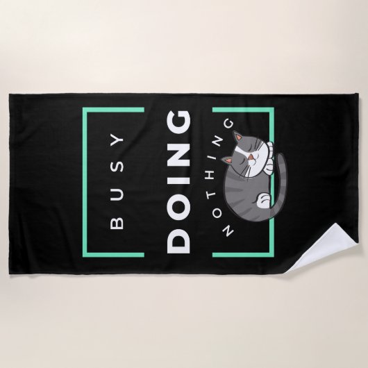 何もおもしろいし忙しない猫 ビーチタオル (正面)
