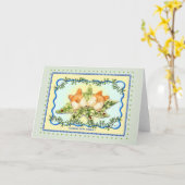 "何もお尻のコーギー!"  コーギーの挨拶状 カード (黄色い花)