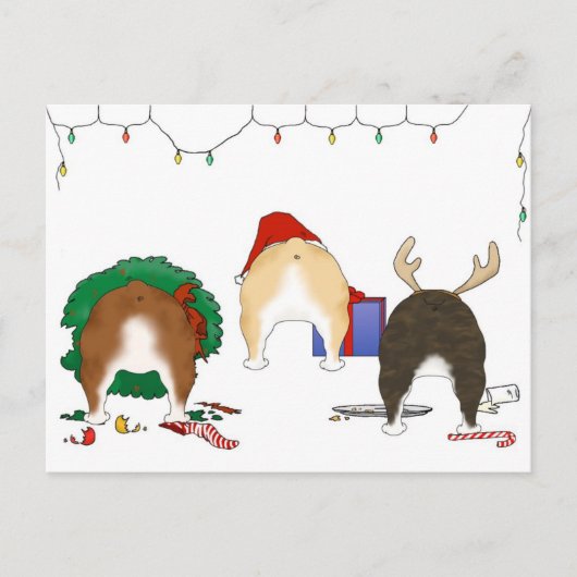 何もお尻はブルドッグ・クリスマス シーズンポストカード (正面)