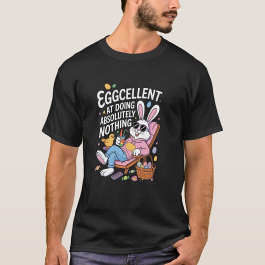 何もしないのがうまいイースターの家族 Funny Fami Tシャツ (正面)