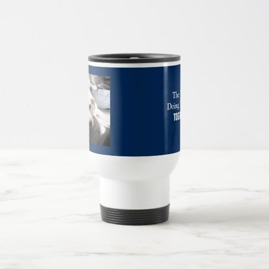 何もしない可愛い白犬のパパ写真 トラベルマグ (中央)