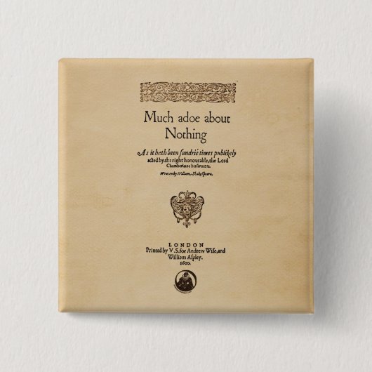 何もについての多くの騒ぎへの前部部分Quarto 缶バッジ (正面)