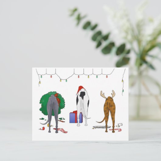 何もグレイハウンドのクリスマスを接合しません シーズンポストカード (スタンド正面)