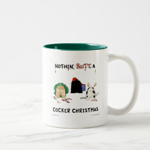 何もコッカーのクリスマスを接合しません ツートーンマグカップ