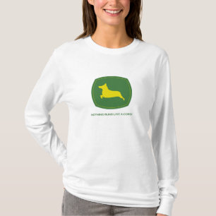何もコーギーの女性フード付きスウェットシャツのように走りません Tシャツ