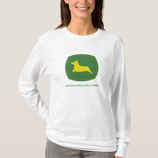 何もコーギーの女性Longsleeveティーのように走りません Tシャツ (正面)
