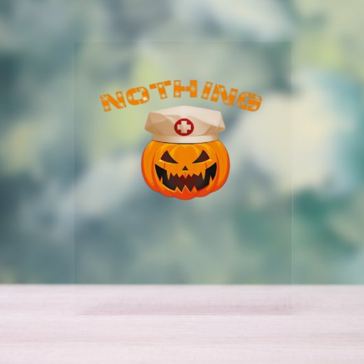 何もナース、ハロウィーンの不気味Pumpki アクリルサイン (ニュートラル)