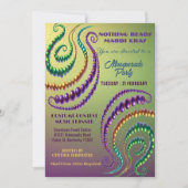 何もビーズマルディグラスカラーズマスカレードパーティー 招待状 (正面)