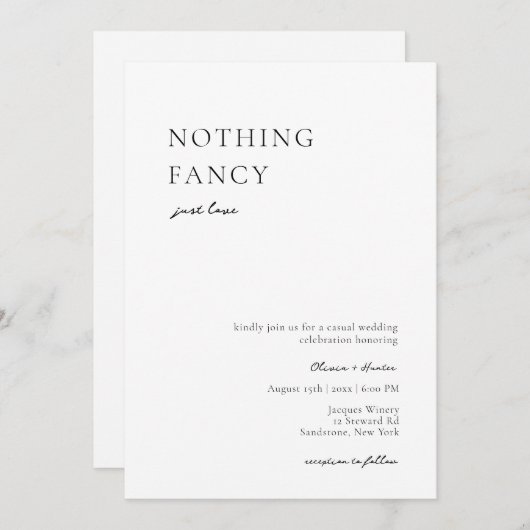 何もファンシーない愛のカジュアル結婚式招待状 招待状 (正面/裏面)