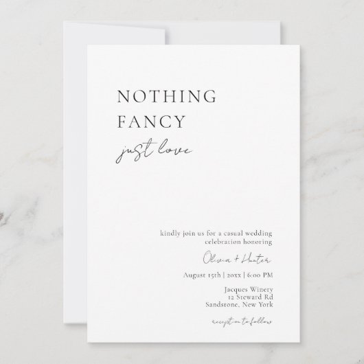 何もファンシーない愛のカジュアル結婚式招待状 招待状 (正面)