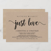何もファンシーない、ただ愛し素朴て、クラフト、駆け落ち 招待状 (正面/裏面)