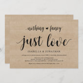 何もファンシーない、ただ愛する、ウッド、結婚の駆け落ち 招待状 (正面/裏面)