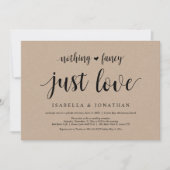 何もファンシーない、ただ愛する、クラフトの結婚駆け落ち 招待状 (正面)